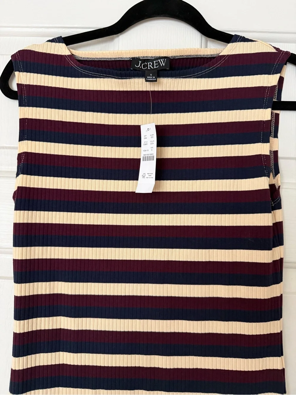 NWT J. Crew Striped Knit Boatneck Midi Dress Sz Small